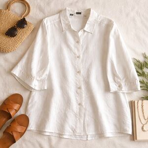 Malcolm & Co II 100% Irish Linen Oversized White Shirt | Coastal Chic